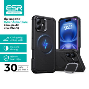 Ốp lưng điện thoại mỏng nhẹ ESR Cyber Armor Case kèm giá đỡ HaloLock cho iPhone 16