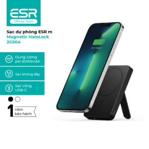 Sạc dự phòng ESR mini Magnetic HaloLock 2G504 kèm giá đỡ 6.000mAh - Bảo hành 1 năm