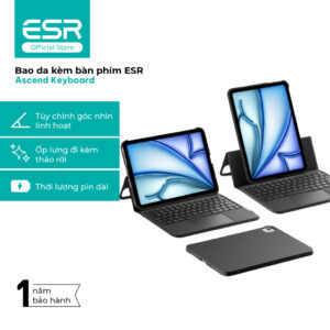 Bao da kèm bàn phím dành cho iPd Air 6/Pro M4 2024 ESR Ascend Keyboard màu đen