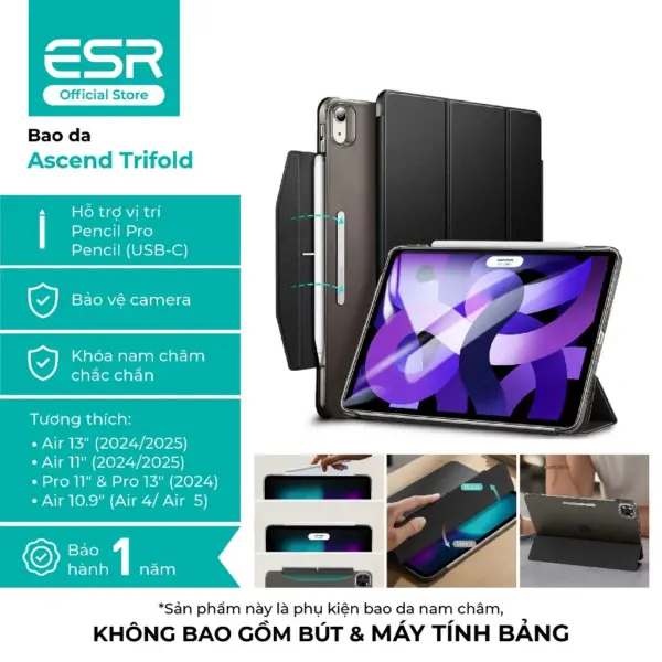 Bao da cho iPad Pro 11" (2024), Pro 13" (2024) ESR Ascend Trifold