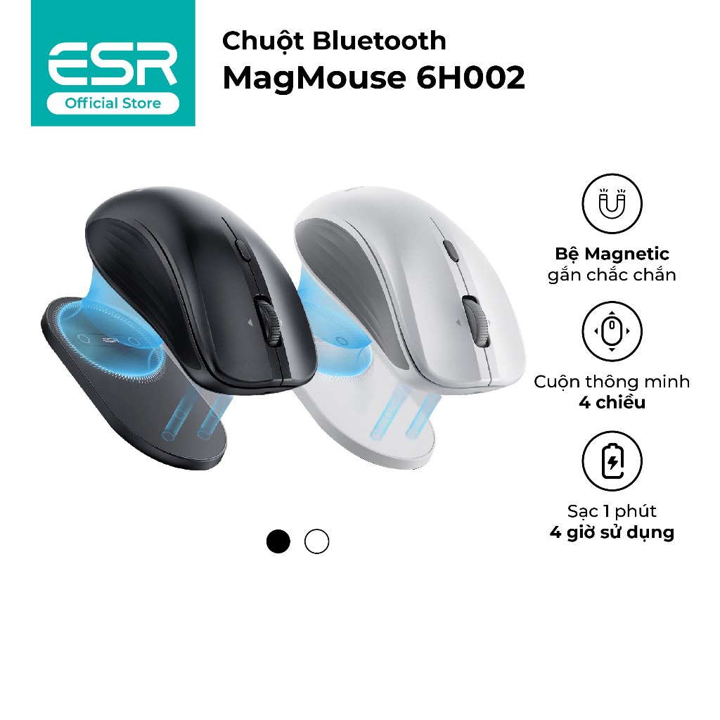 Chuột Bluetooth ESR Tích hợp chức năng MagMouse 6H002 DPI lên đến 4800 sạc 45 phút cho 80 ngày sử dụng